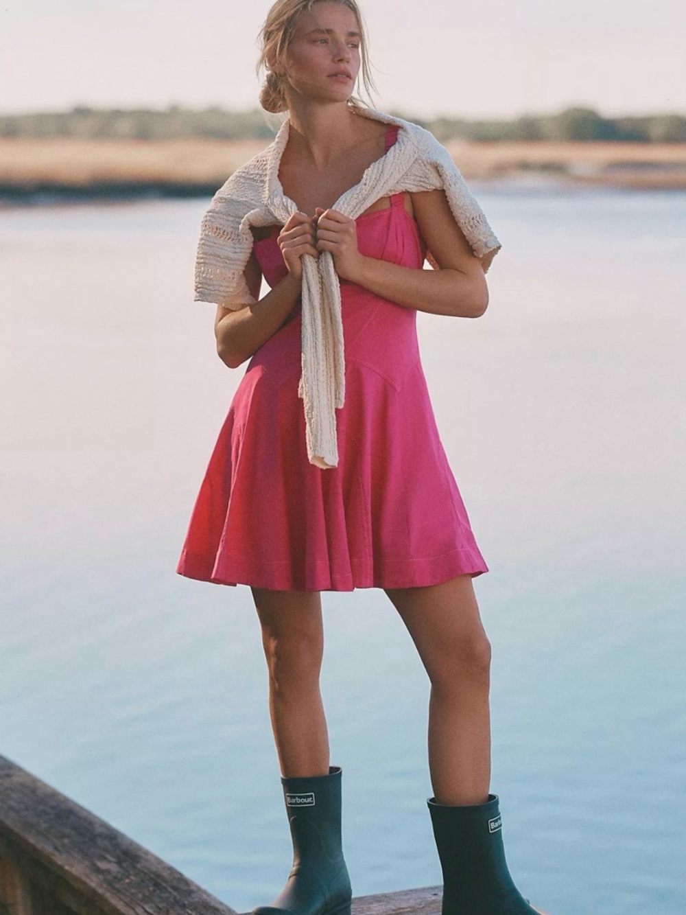 Anthropologie Pink Drop Waist A Line Mini Dress